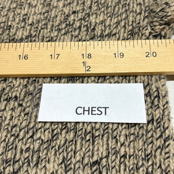 VTG Eddie Bauer Men Legends 100% Wool Knit Sweater Sz M Tan Black Grandpa Fisher - Picture 6 of 9